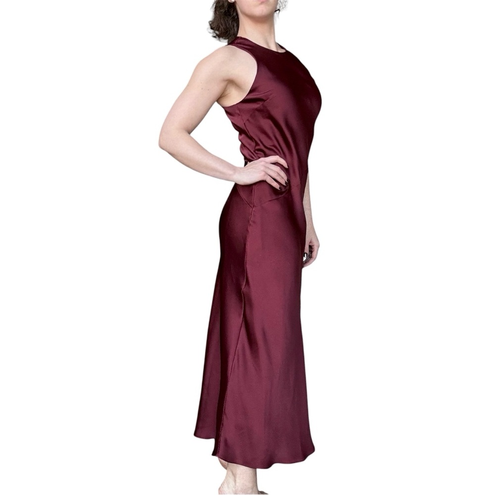 Express Burgundy Satin Slip Dress Fall Winter Wedding Old Money Holiday NWOT XS